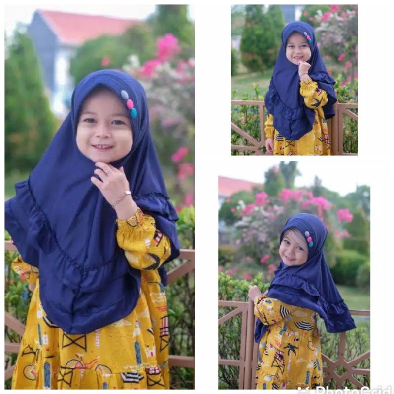 Kerudung Anak 3 Kancing Instant Premium 3-6 Tahun Terbaru | Jilbab Lucu Bayi Perempuan Sekolah Tk | Hijab Tanggung Baby Sd Bahan Jersey Lembut Adem