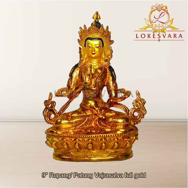 Patung Rupang Arca Logam Vajrasattva 9inch Full Gold