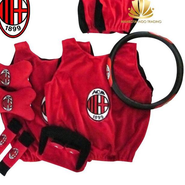 ♡ý Sarung Jok Mobil 6 in 1 / Car Set Bantal Mobil 6in1 AC Milan