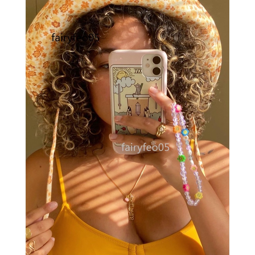 2021 New Strap Lanyard Colorful Smile Pearl Soft Pottery Rope Hanging Cord for Women