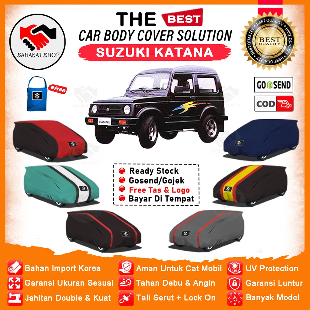 Sahabat Body Cover Mobil Katana / Sarung Penutup Suzuki Katana Outdoor / Mantel Tutup Selimut Jas Pelindung Pembungkus Mantol Terpal Kerudung Kelambu Tutupan Kerodong Bungkus Mobil Katana Waterproof Anti Air Model Orange