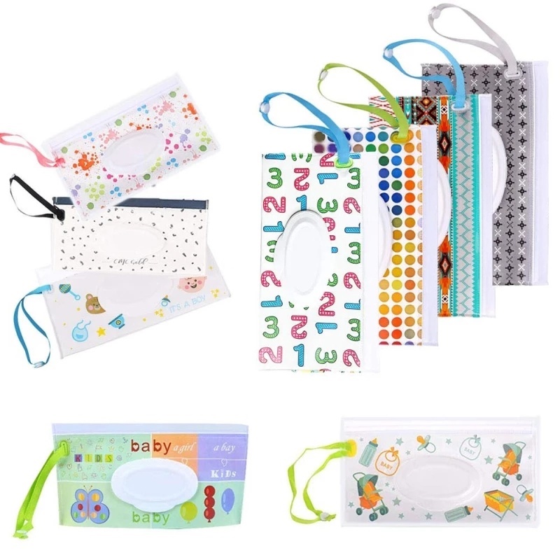 1pc Eco-Friendly Portable Baby Care Wet Wipe EVA Snap Strap Bags for Travel, Strollers, Backpacks