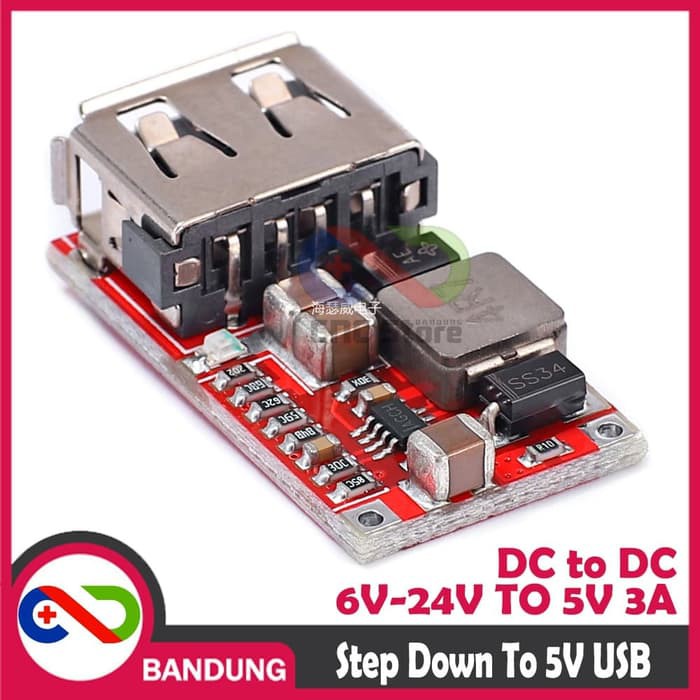 STEP DOWN DC TO DC USB CONVERTER 6V-24V TO 5V 3A MODULE USB CHARGER