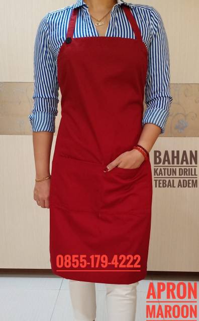 Apron plus bordir minimal 12pcs