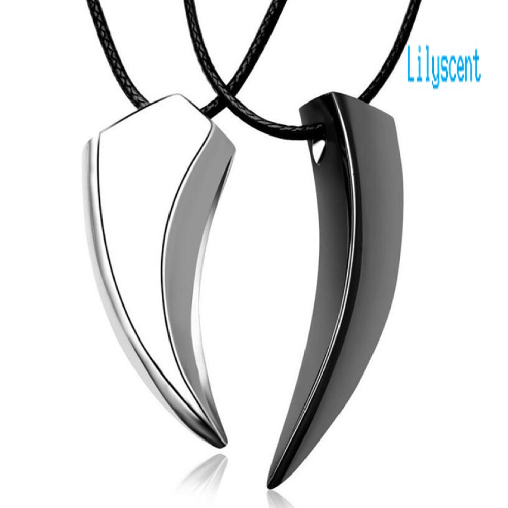 2pcs Kalung Jimat Liontin Bulan Bahan Stainless Steel Untuk Unisex