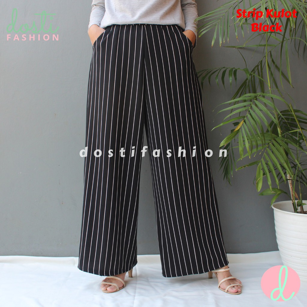 STRIP KULOT  CELANA  PANJANG WANITA SALUR  GARIS GARIS 