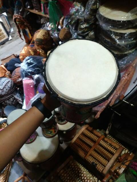 TERMURAH! Jimbe Tinggi 25 cm Alat Musik Tradisional Jawa &amp; Mainan Anak- Kulit Kambing &amp; Kayu Mahoni