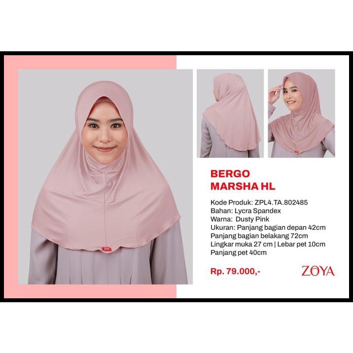 Jilbab Zoya Bergo Instan Polos Marsha Hl Heiq Dusty Pink