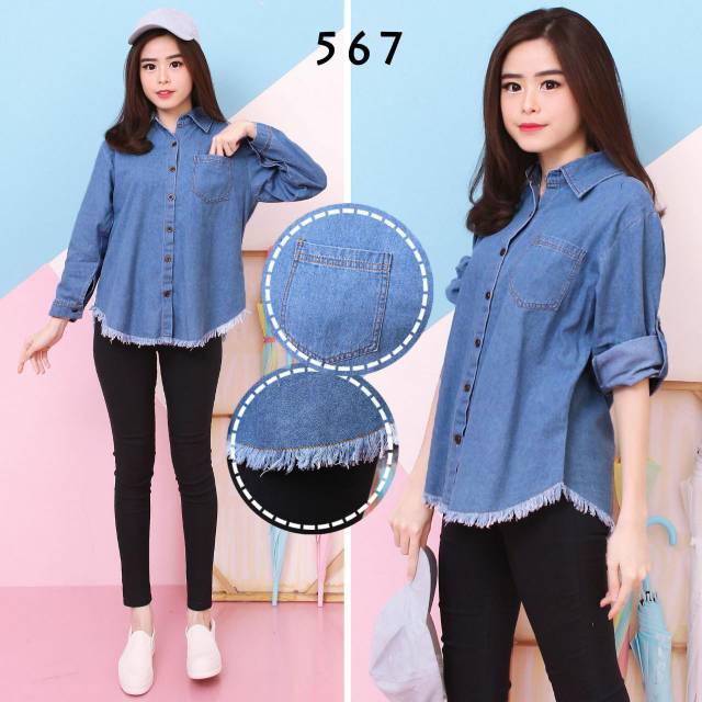 TOTOTAshop.Kemeja wanita OKIE,Bahan je360ans wash original.lengan panjang