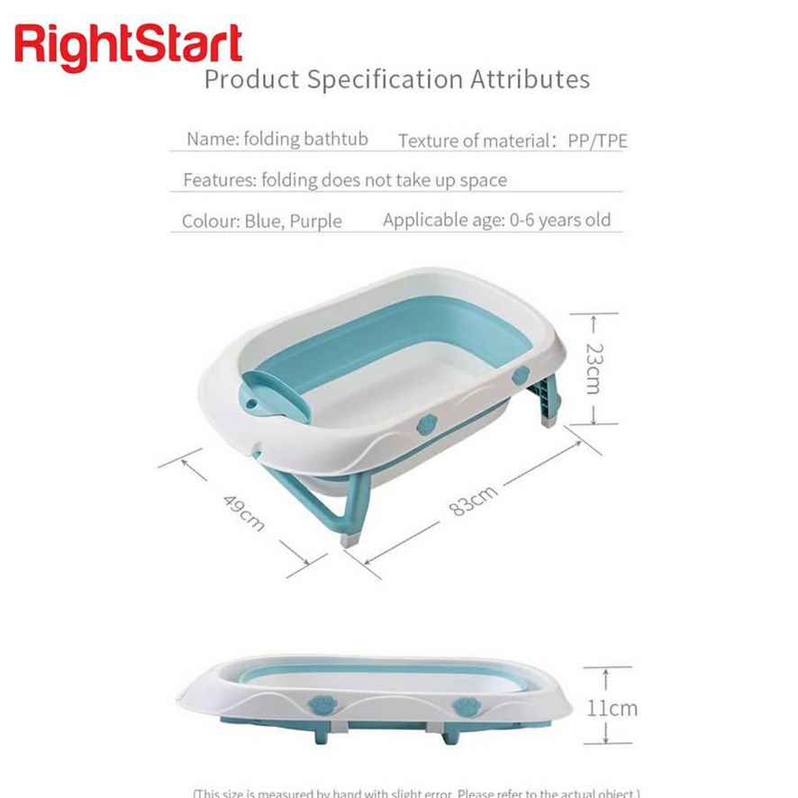 Right Start Heat Sensor Mega / Whale White Hot Baby Folding Bath Tub Bak Mandi Lipat Bathtub Bayi Portable