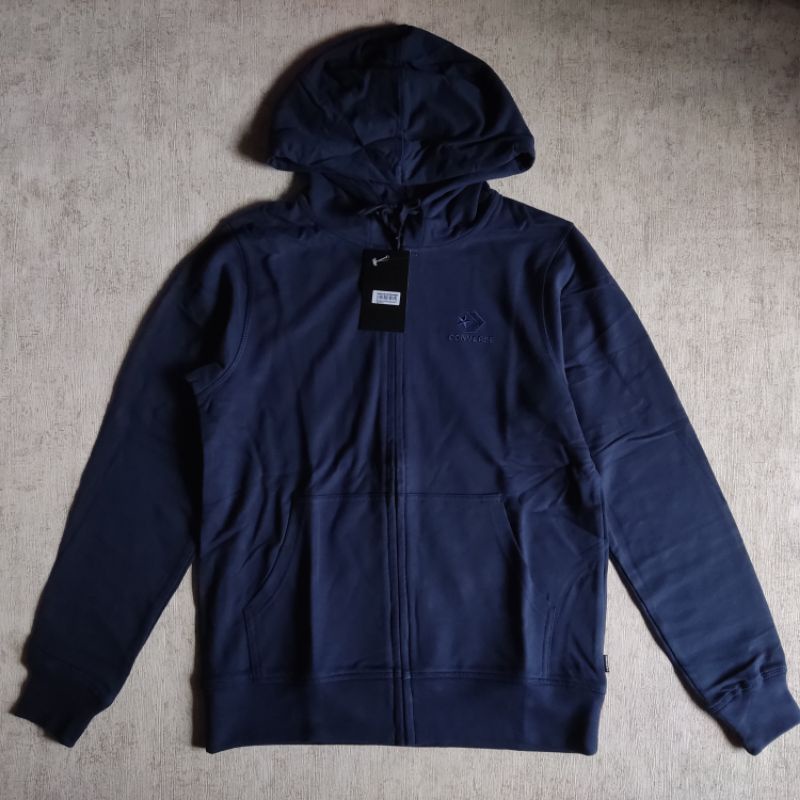 Zipper Hoodie Converse Chevron Bordir Men's - Navy/Obsidian