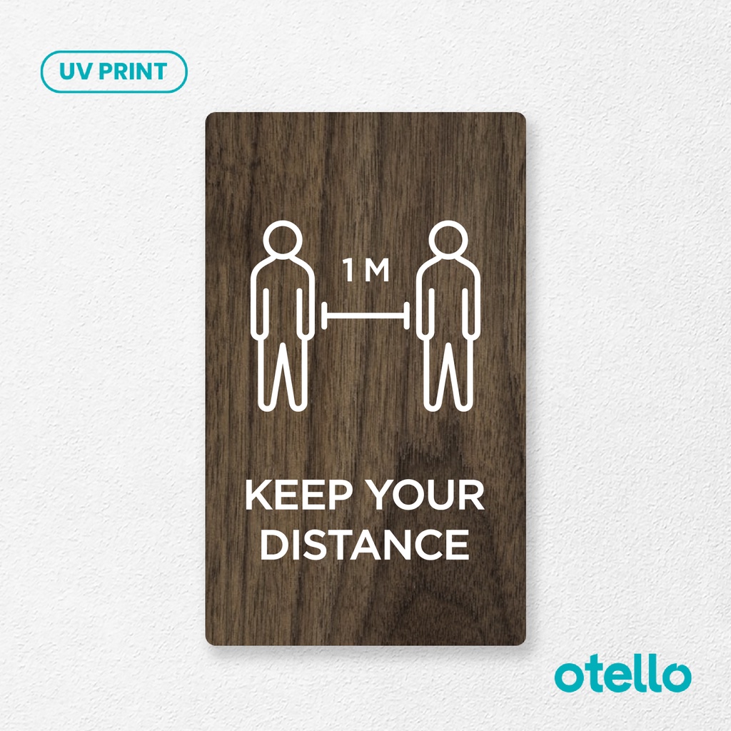 Signage Keep Your Distance Sign Board Kayu Jaga Jarak Papan Tanda Print Otello Label Penanda Petunjuk Rambu Dinding Tempel Sticker Stiker