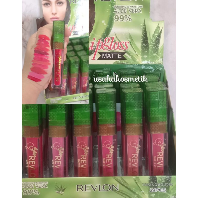 BEST SELLER LIP GLOSS MATTE REVLON 99% MENGANDUNG ALOEVERA H/PER12PCS  NO.ZG-0070