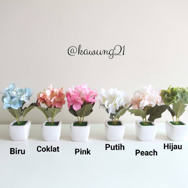 VBK01 Vas Mini Kotak Bunga Hortensia Artificial Tiruan Cantik