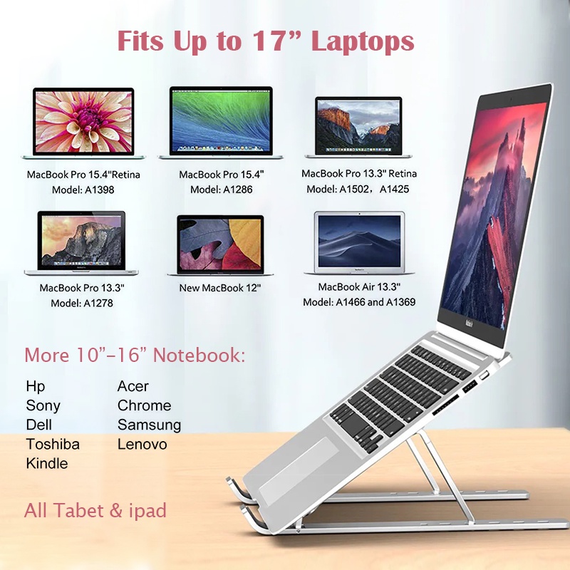 Enhanced Aluminum Alloy Laptop Stand For MacBook Pro Air Notebook Stand Foldable Laptop Desk Laptop Table Bracket Laptop Case Cover