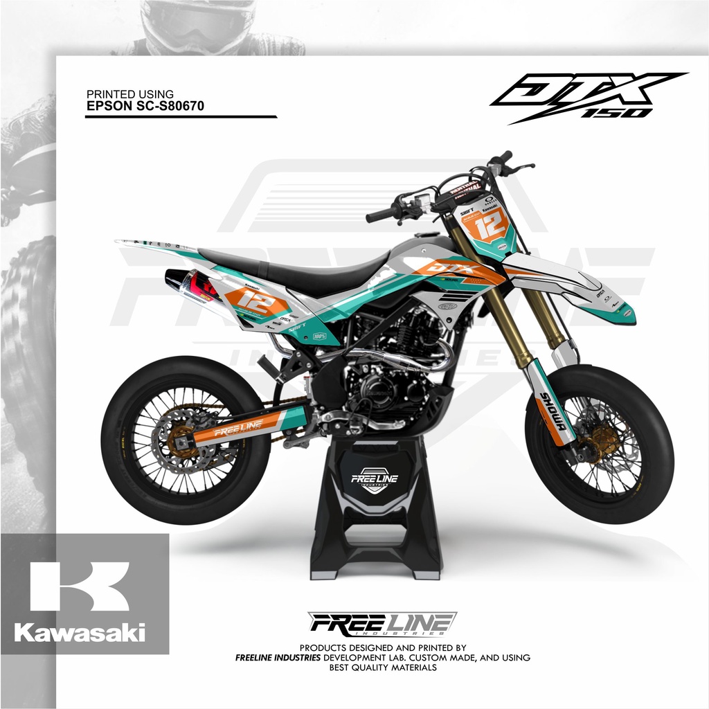 DECAL KLX DTRACKER PUTIH KOMBINASI CUSTOM DESAIN