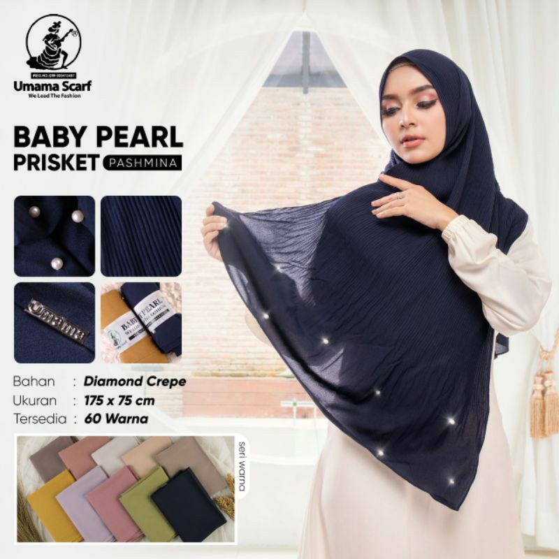 Pashmina Plisket Baby Pearl Prisket Ori Umama Prisket Pleated Shawl