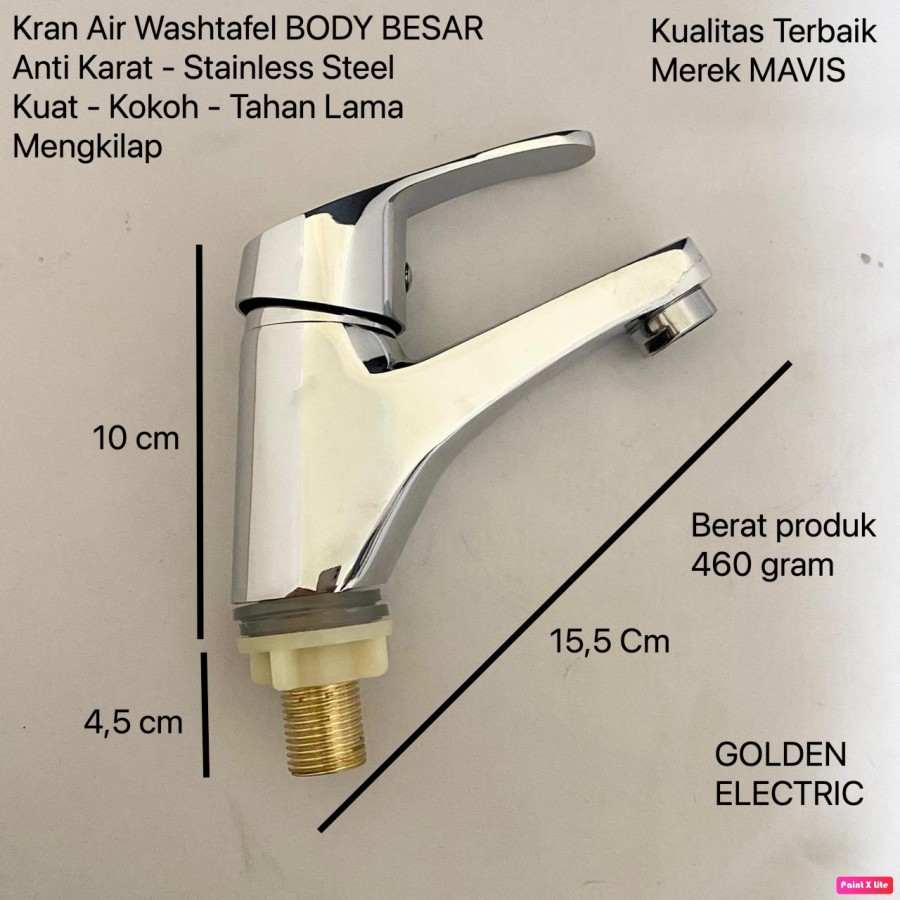 Kran Keran Air Washtafel Wastafel BODY BESAR Stainless Steel Mengkilap