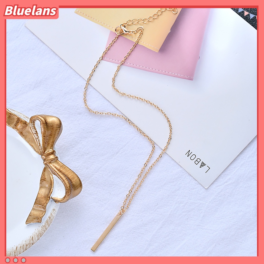 Bluelans Women Fashion Metal Bar Charm Dangle Gold Plated Chain Pendant Necklace