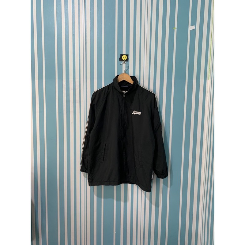 Puma Hitam Jaket track jaket training jaket Sepeda jaket running jaket Windbreaker Thrift Preloved