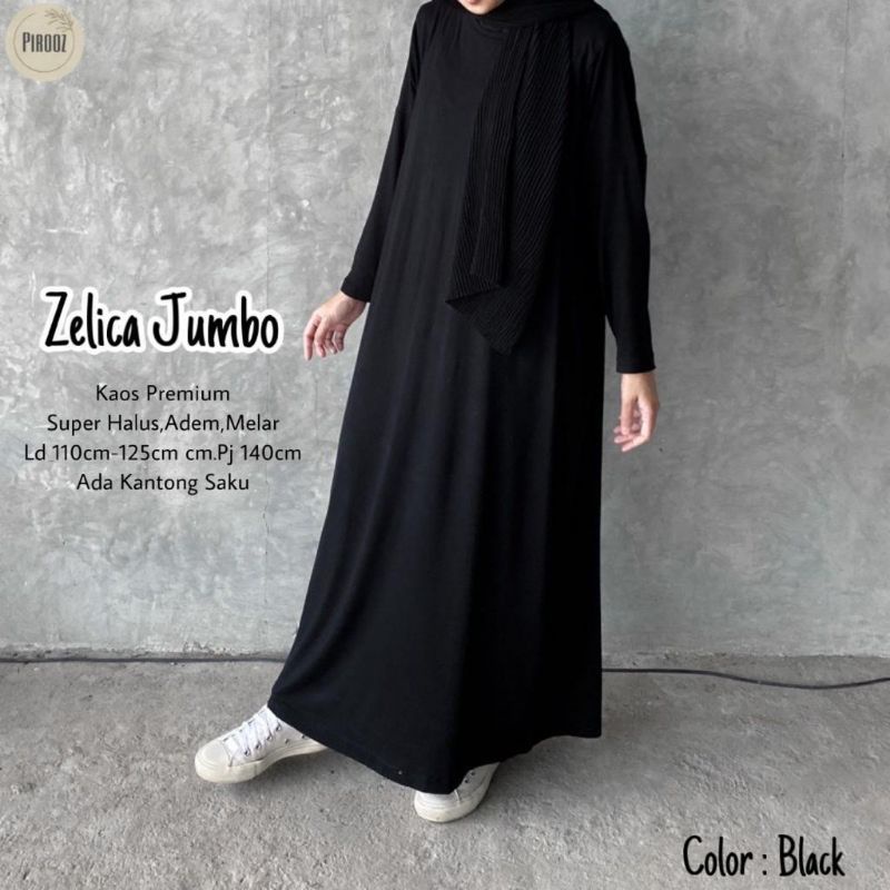 GAMIS KAOS POLOS ZELICA JUMBO KAOS PREMIUM SUPER HALUS ADEM MELAR LD 110-125CM PJ 140CM ADA KANTONG 