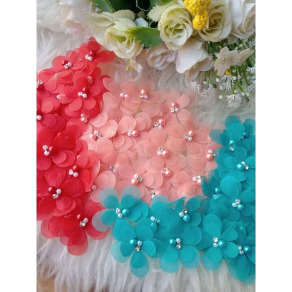 aplikasi bunga solder/bunga organza 3D