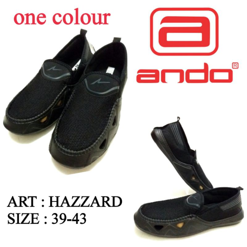 SEPATU SELOP DEWASA LAKILAKI ANDO HAZZARD WARNA HITAM SIZE 39-43 MURAH RINGAN DIPAKAI