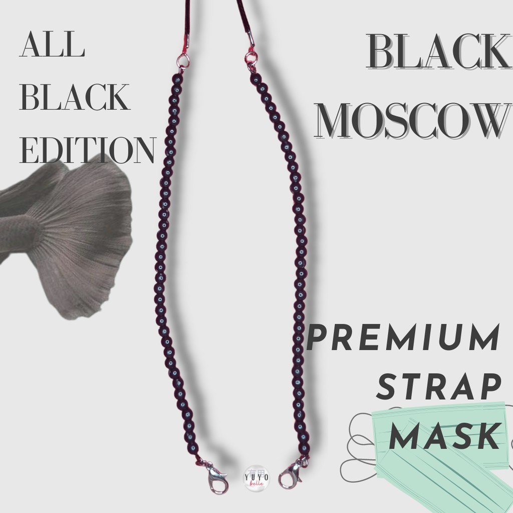Strap Mask Tali Gantungan Masker Kacamata Premium Pria Wanita Anak Hijab Hitam Fashionable
