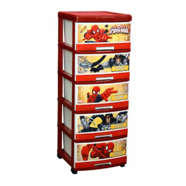Lemari laci plastik murah susun 5 SFC2-5000 SPGC napolly spiderman nacase
