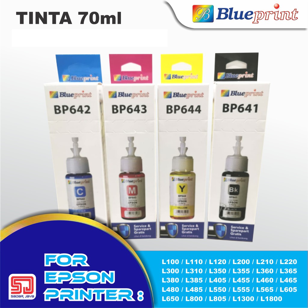 Blueprint 70ml Tinta Epson Tinta Printer Epson L110 / L210 / L350 / L800 641 642 643 644 T664