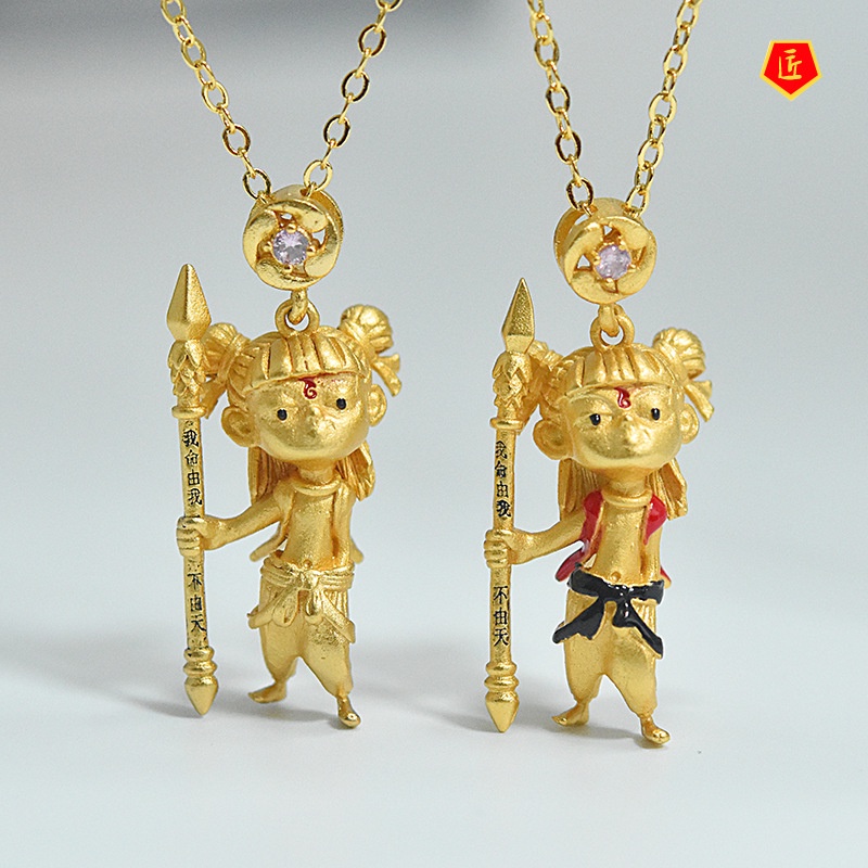 [Ready Stock]Nezha Gold Pendant Cartoon Cute All-Match