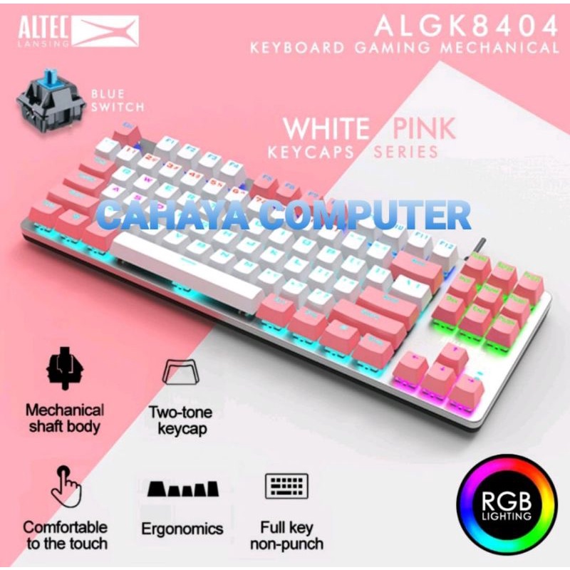 Keyboard Gaming MECHANICAL ALTEC LANSING ALGK8404 White-Pink