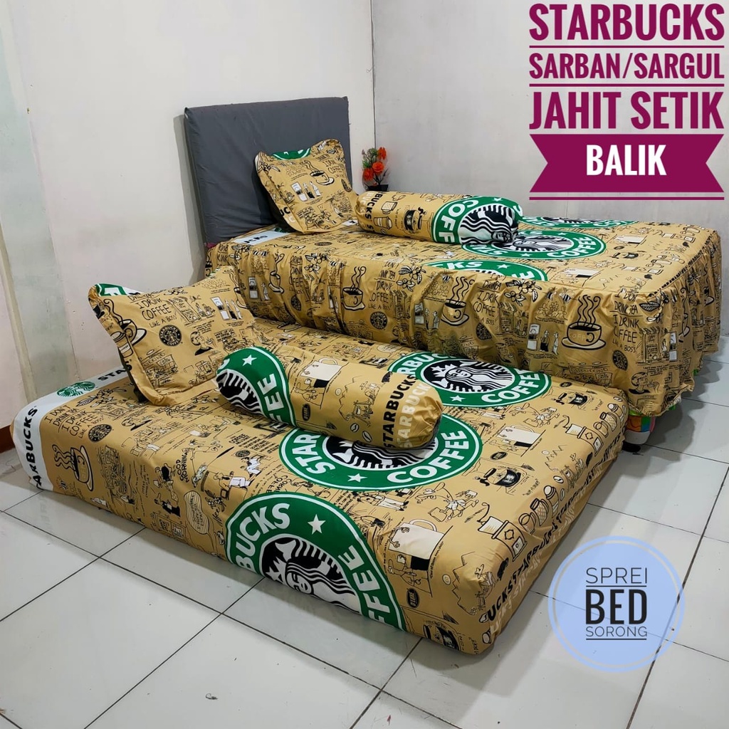 SPREI BED SORONG RUMBAI  MOTIF STARBUCKS