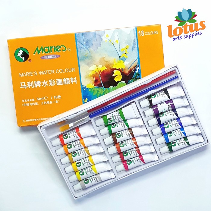 

air-cat- maries water colour set 18 warna x 5ml tube -cat-air.