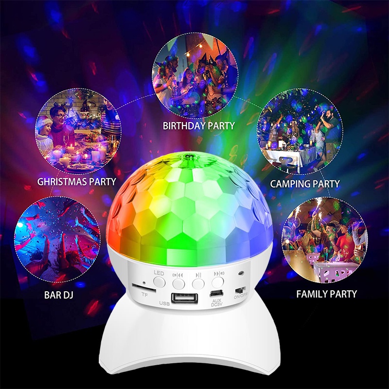 Lampu proyeksi mikrofon wireless bluetooth speaker RGB disco light Decoration lampu rotating Musical Ball