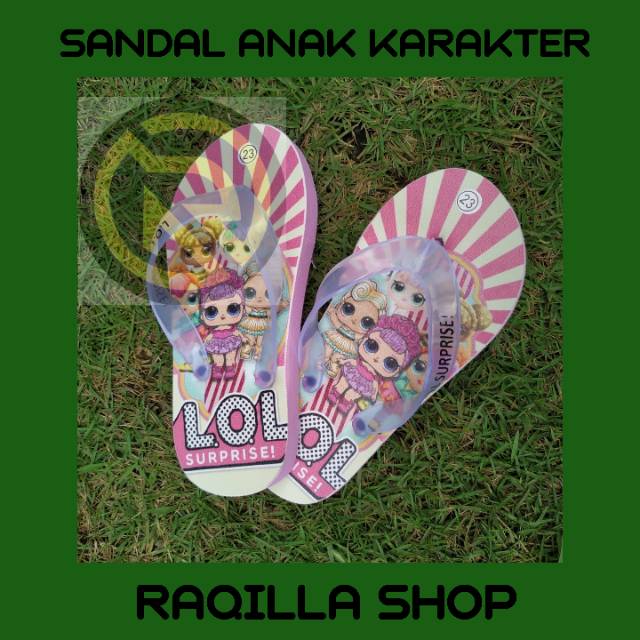 Sendal anak sendal karakter LOL surprise pink ukuran 21-30 sendal anak perempuan