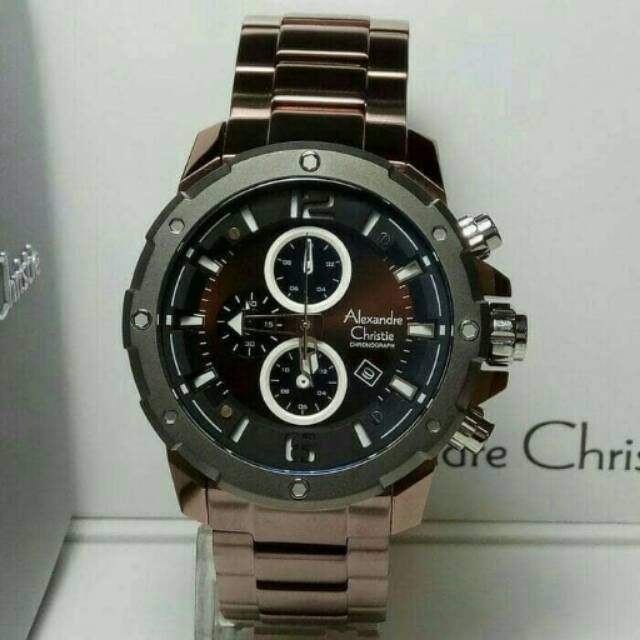 Jam tangan laki-laki alexandre christie original ac6410 brown
