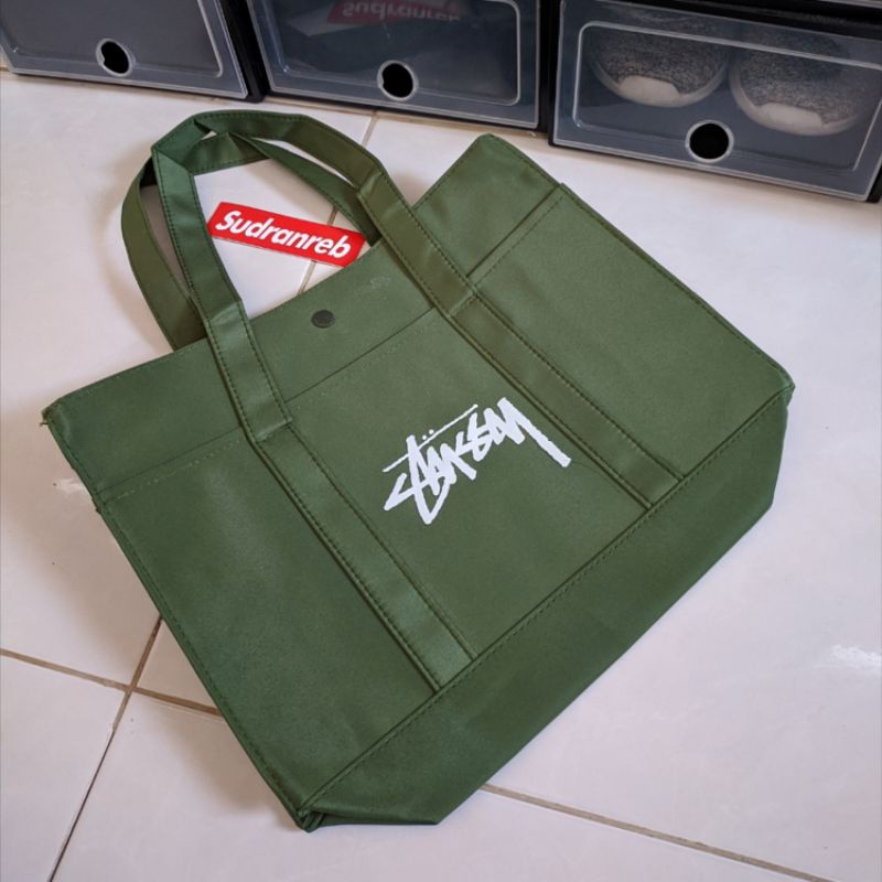 Stussy Totebag Green Military Japan Market