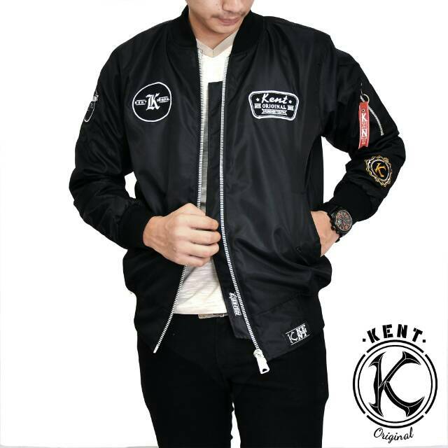 Kent JAKET Bomber Pria Retro Original Black