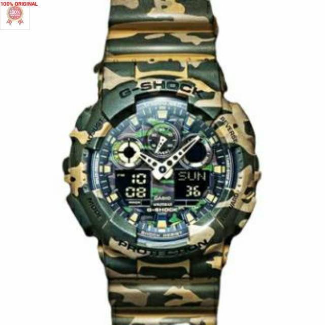 Terlaris Jam Tangan Pria Casio G-Shock GA-100 Autolight Army Edition ORIGINAL