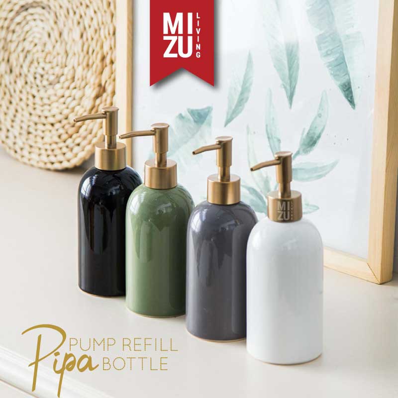 PIPA Refill Pump Bottle Ceramic Glossy Finish Soap Dispenser Botol Keramik Sabun Cair Cuci Tangan