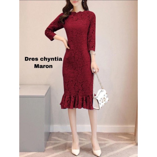 JC/ZR- Dress chyntia Premium / Dress Natal / Dress Sincia / Dress Pesta