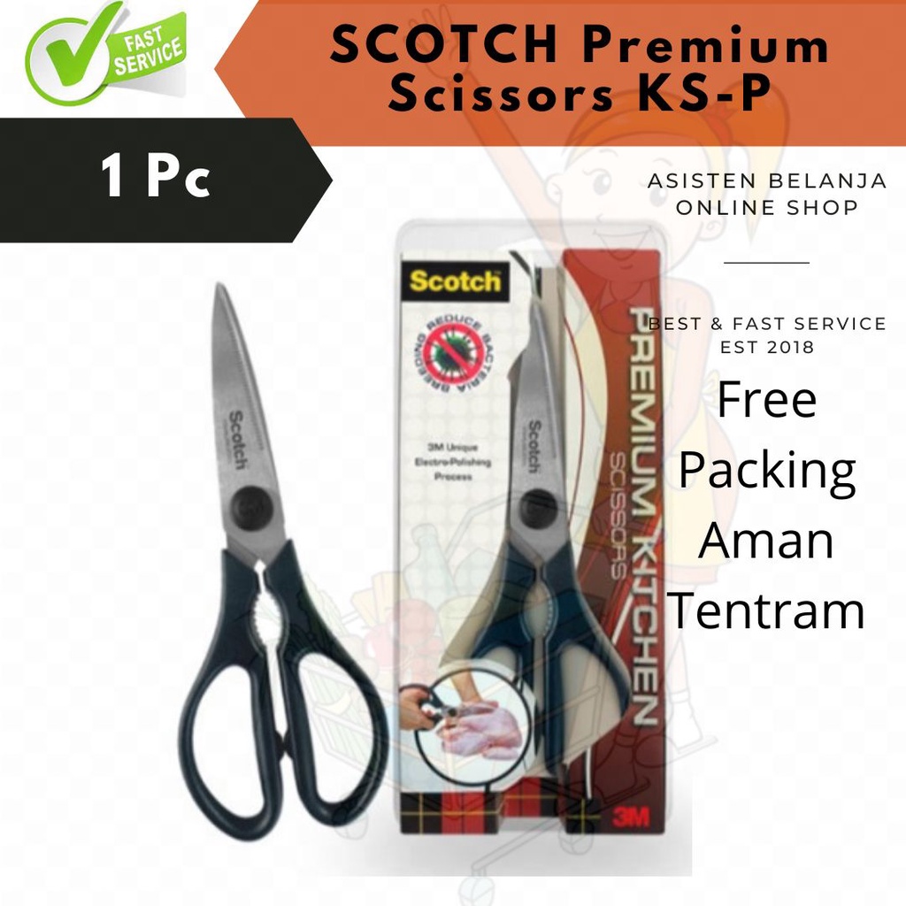 3M SCOTCH Premium Kitchen Scissor Gunting Dapur Stainless Steel Anti Karat Serbaguna 1pc