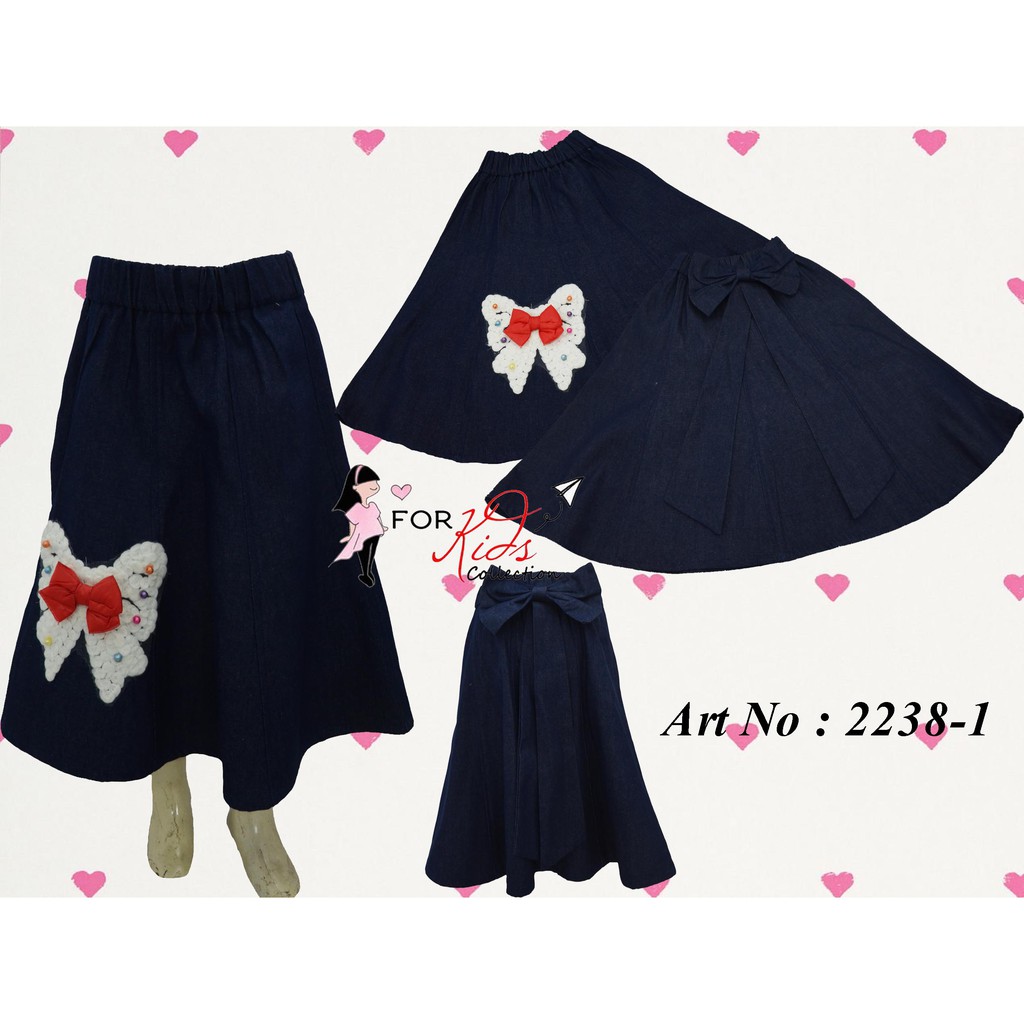 Rok Denim Circle 7/8 Anak Perempuan Garment Washing