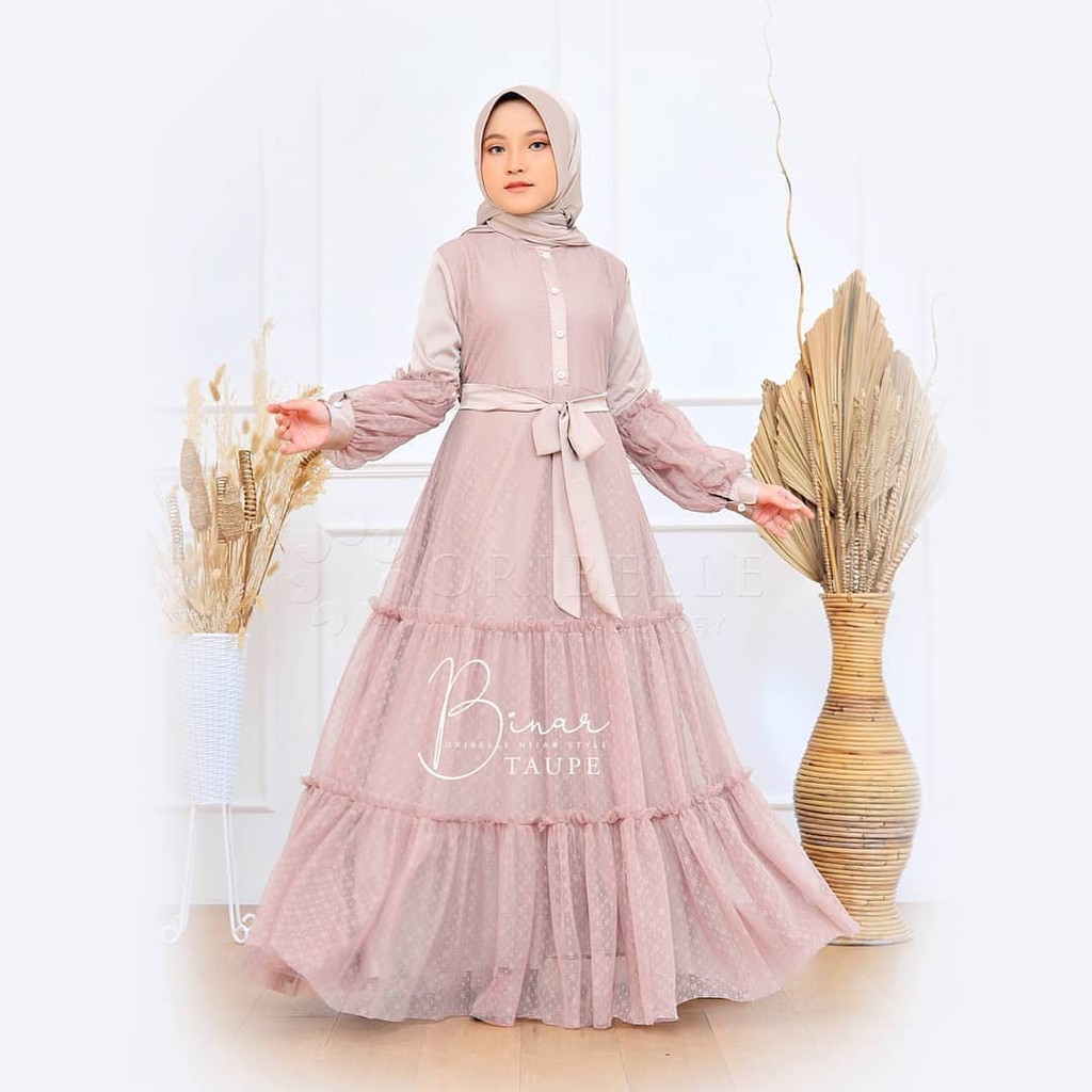 BINAR DRESS KIDS Baju Gamis Syari Anak Muslimah Model Terbaru 2020 Baju Anak Umur 10 -12 tahun