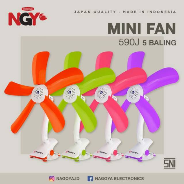 KIPAS ANGIN JEPIT NAGOYA NG-590J PORTABLE MINI FAN 5 BLADES NG590J / Kipas Jepit QQ 1788 - QQ1788