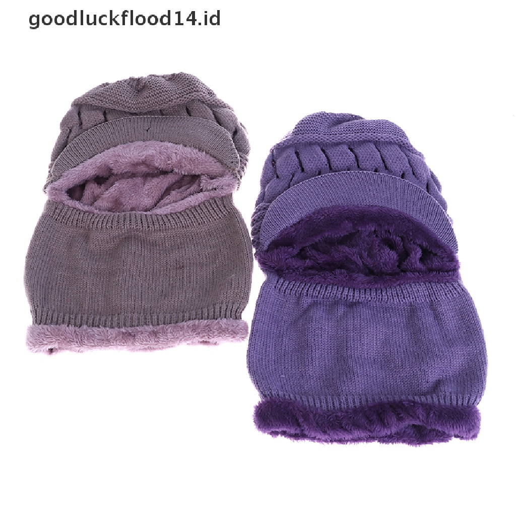 [OOID] Winter Female Lady Woolen Hat Thickening Warm Knit Beanie Scarf Crochet Cap  ID