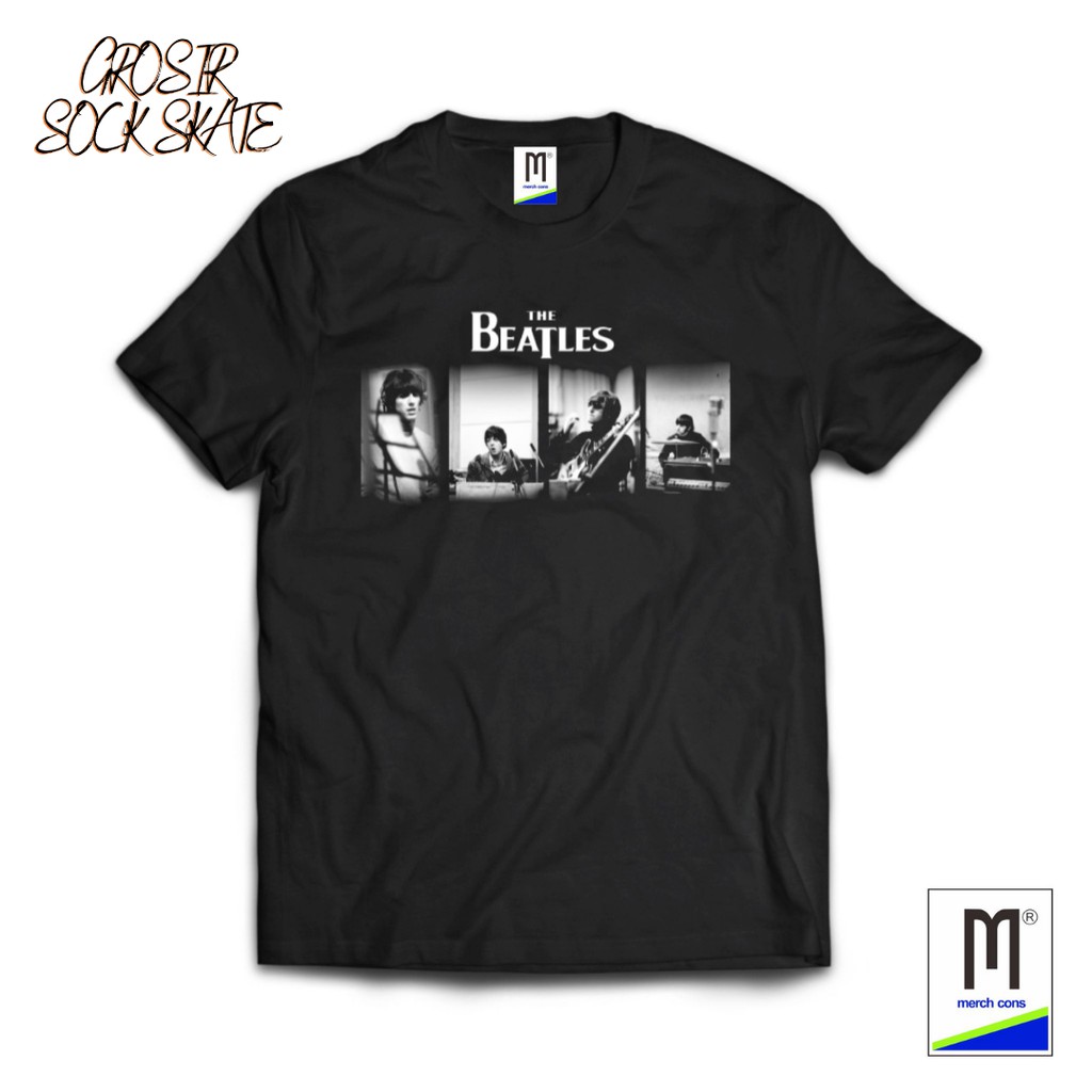 kaos band kaos distro kaos musik vintage the beatles hitam motif ke 2