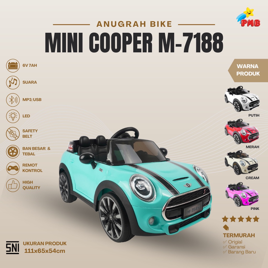 Jual ANUGRAH BIKE - Mobil Aki Anak Mini Cooper M-7188 Original PMB
