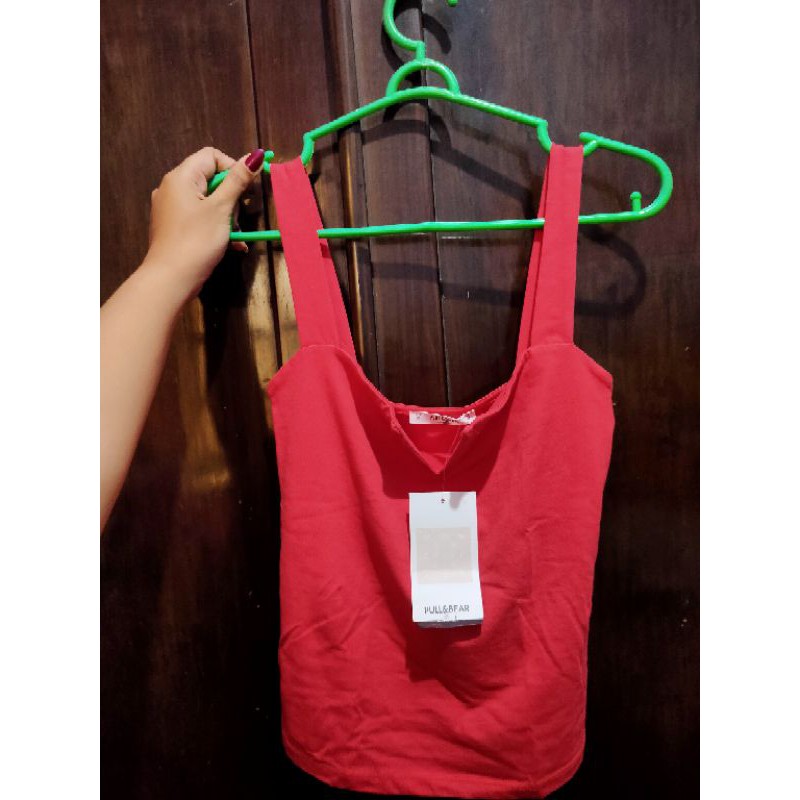 Pull&Bear Pull & Bear PnB Tank Top Merah Original